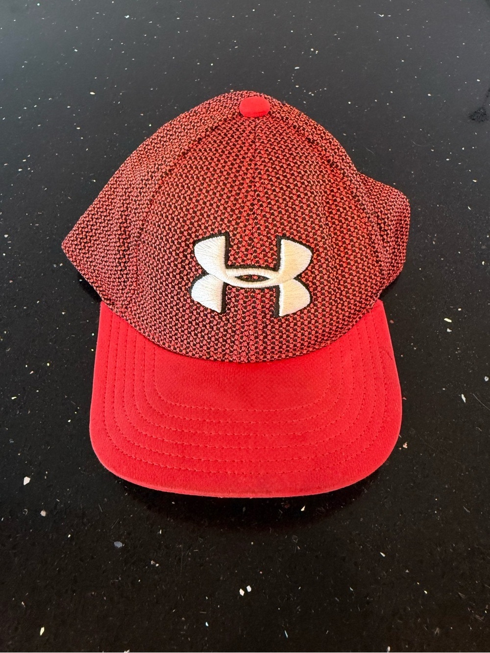 Under Armour Red Knit-Textured Cap with White Logo